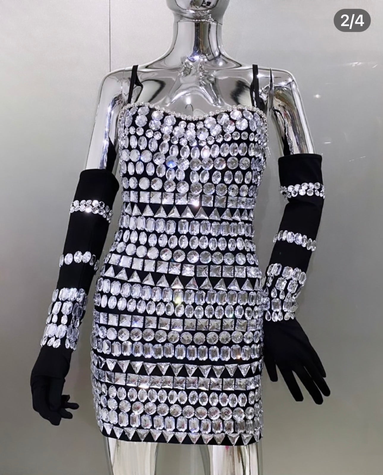 BLING DRESS WITH GLOVES