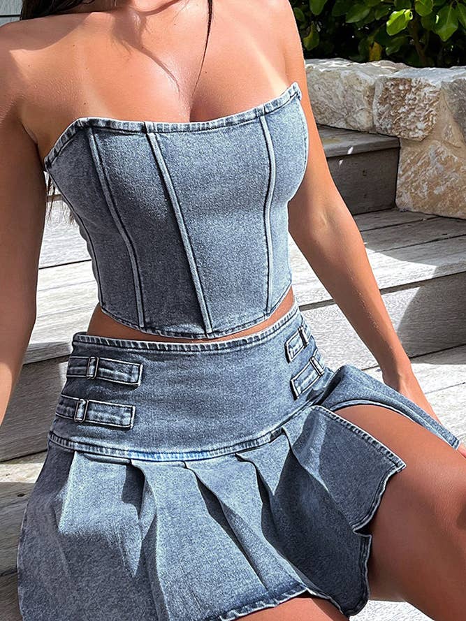 DENIM SKIRT AND CORSET