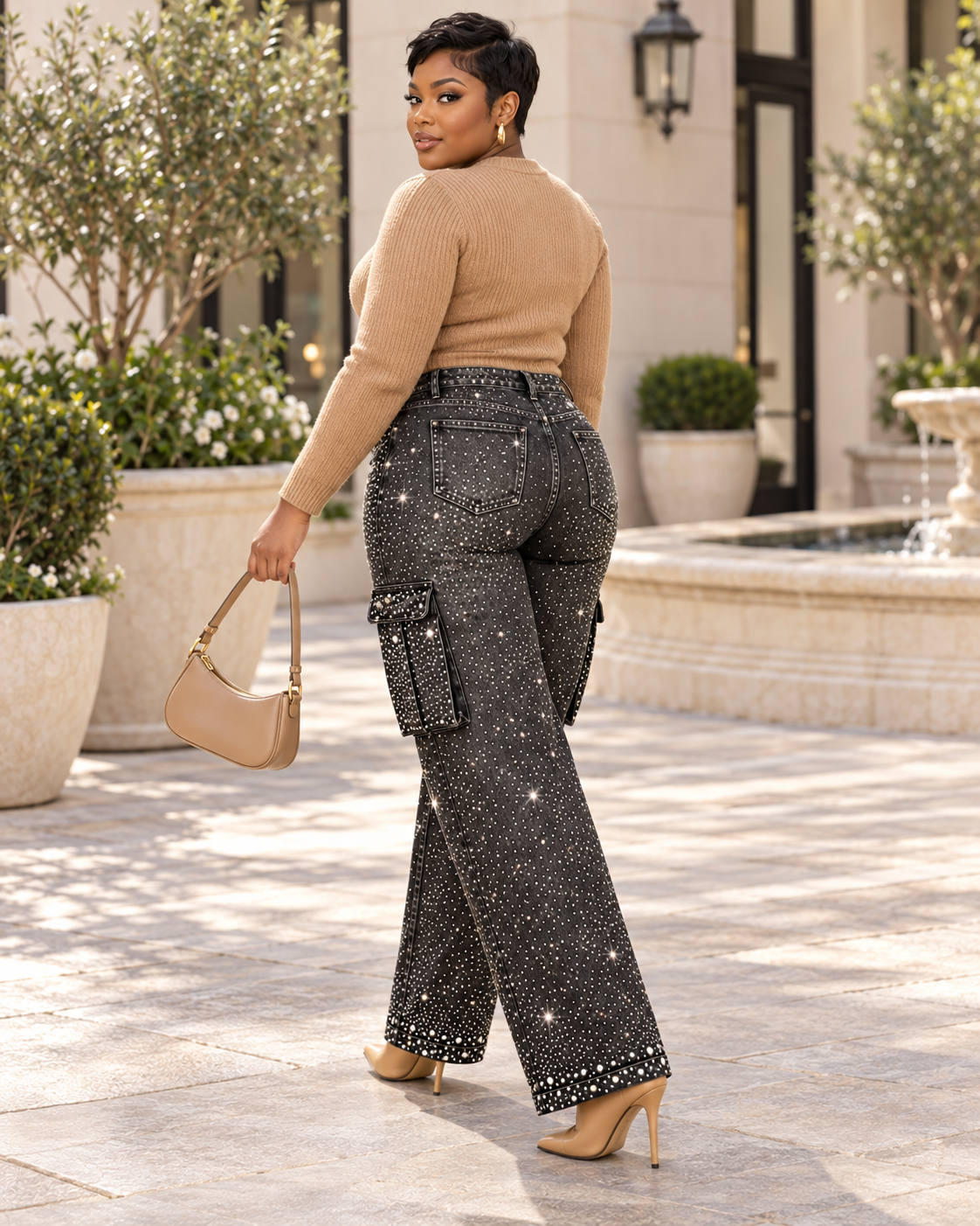 Black Denim Rhinestone/Pearl Jeans