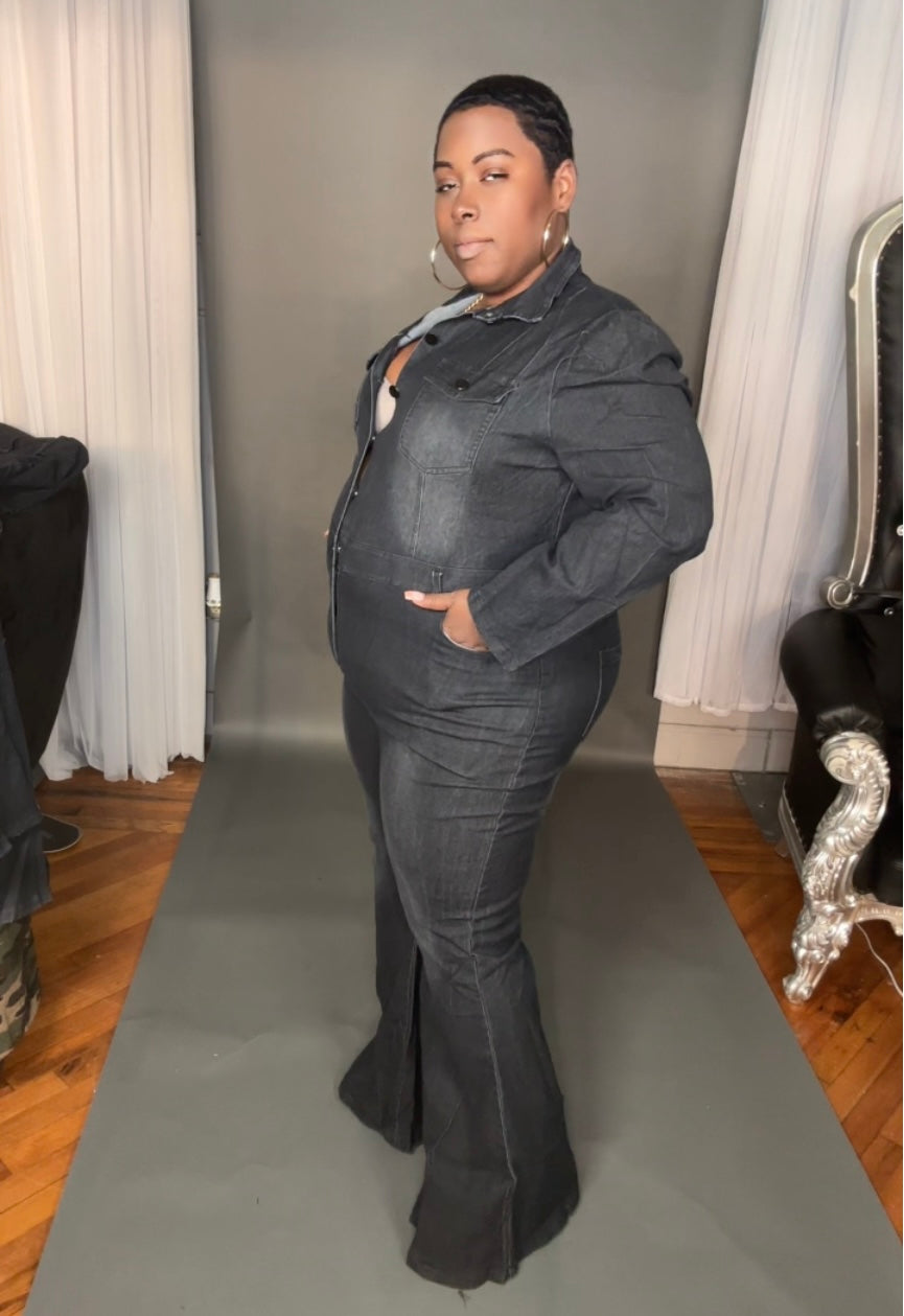 LONG SLEEVE DENIM JUMPSUIT