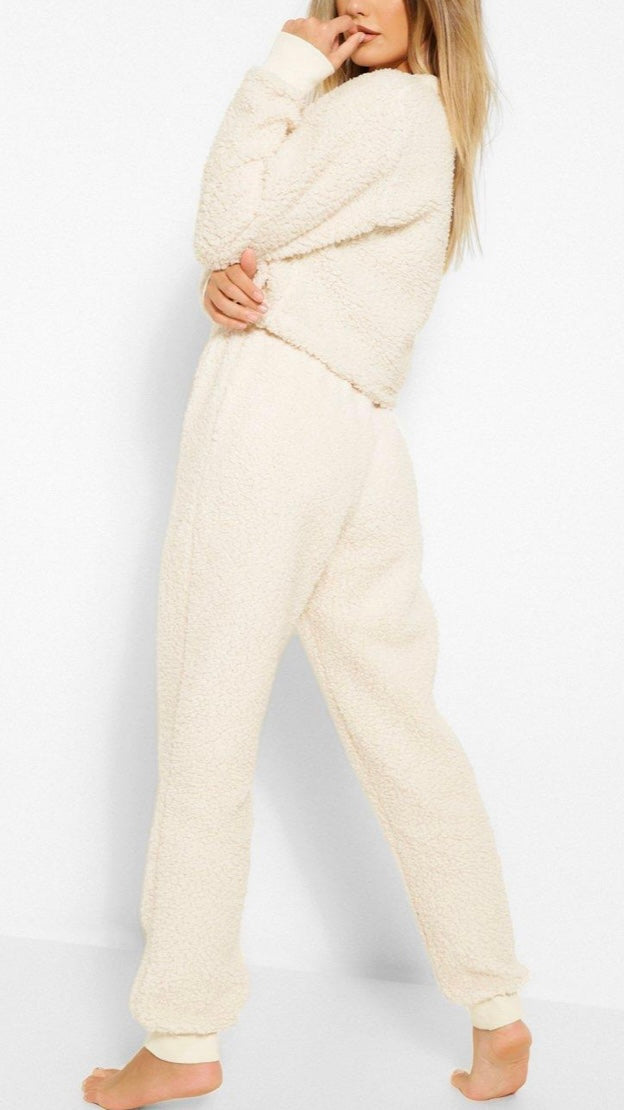 Soft Cream Teddy Athleisure Set