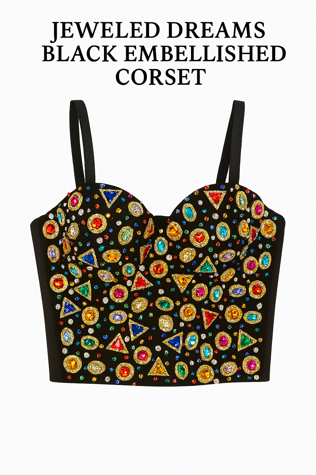 JEWELED DREAMS BLACK EMBELLISHED CORSET
