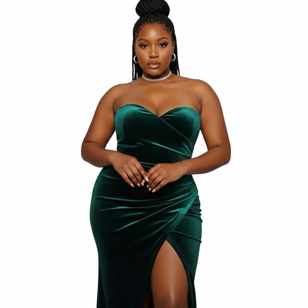 VELVET SWEETHEART GREEN PARTY DRESS