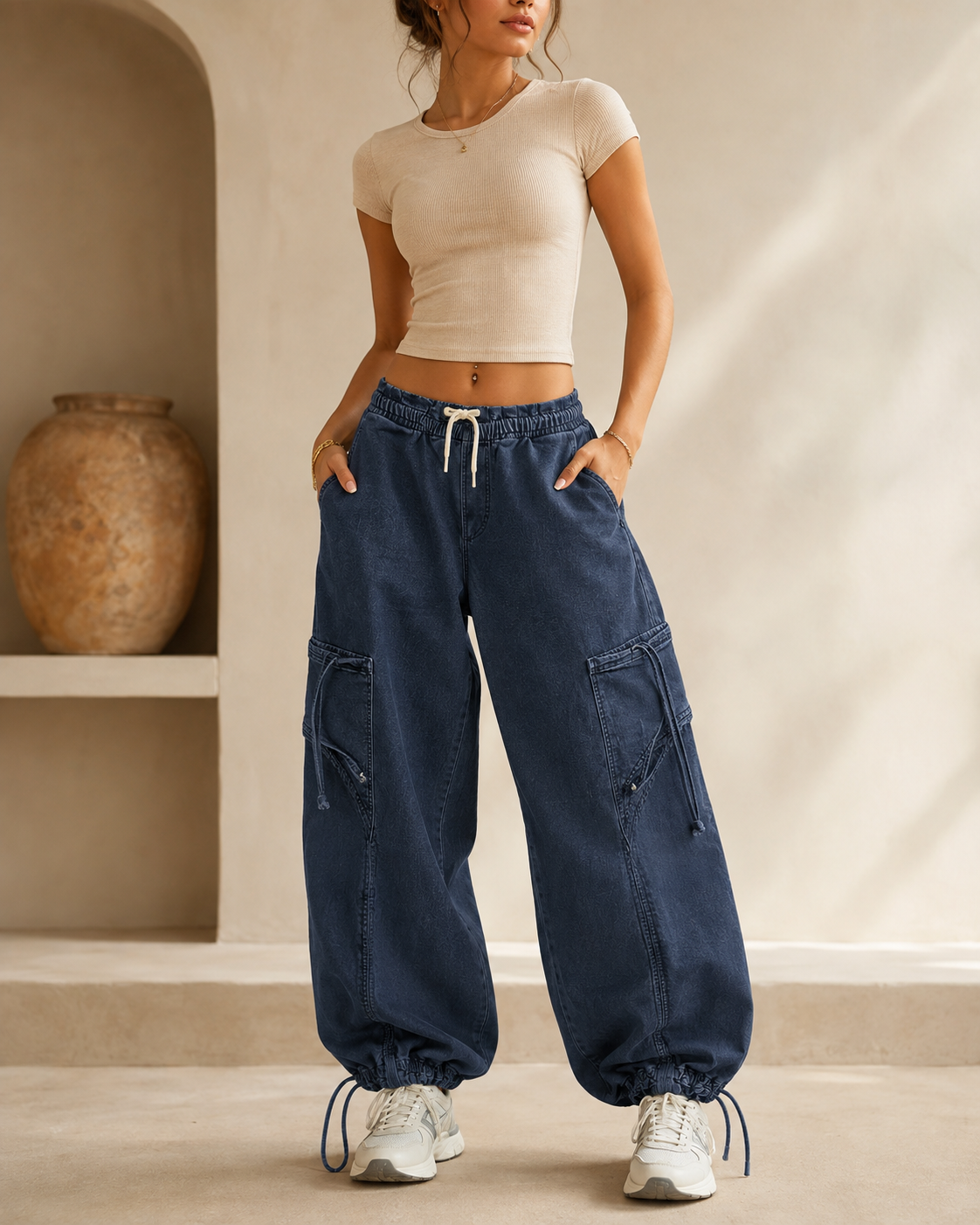 Denim Cargo Pants