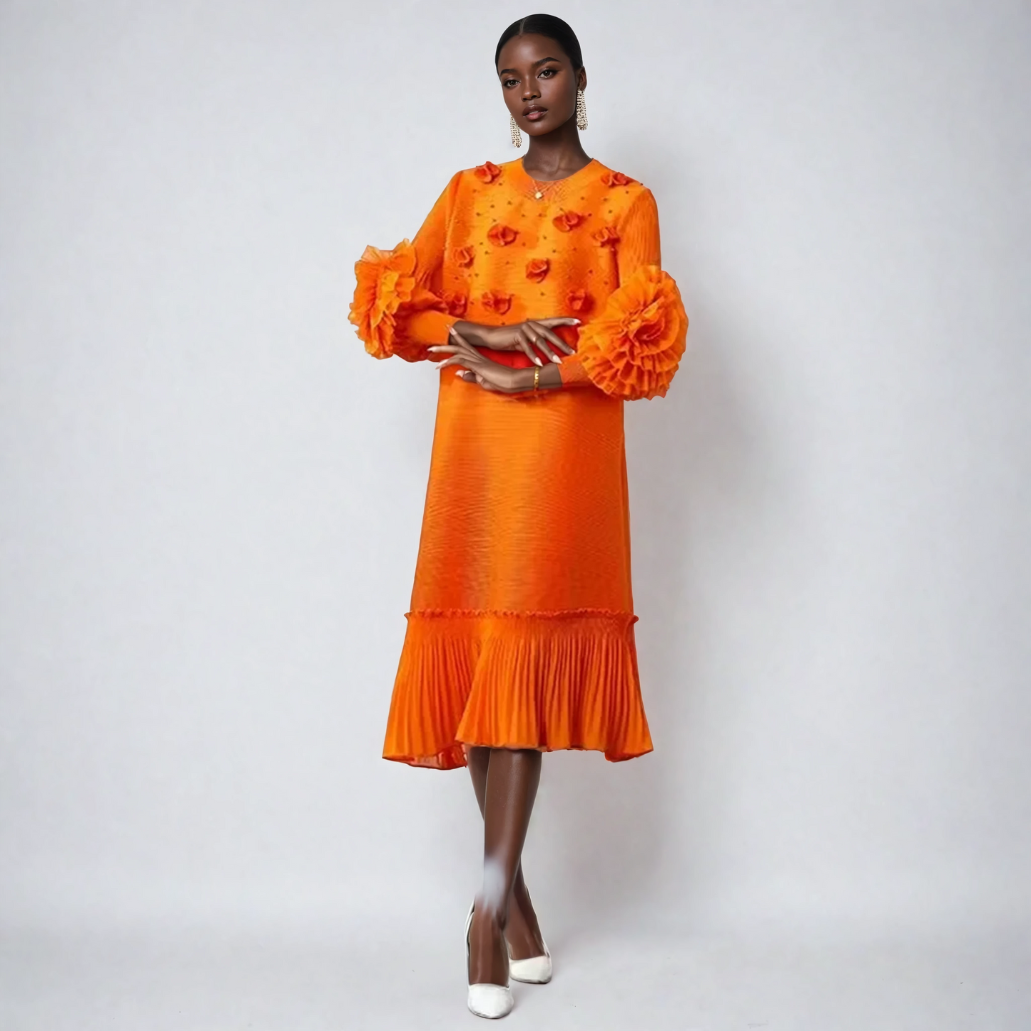 DRESS WITH FLOWER EMBELLISHMENT