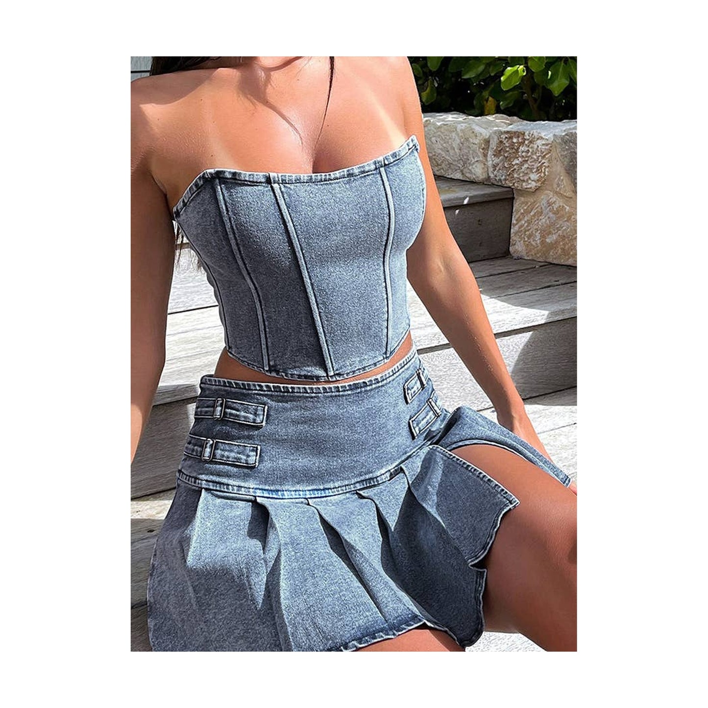 DENIM SKIRT AND CORSET