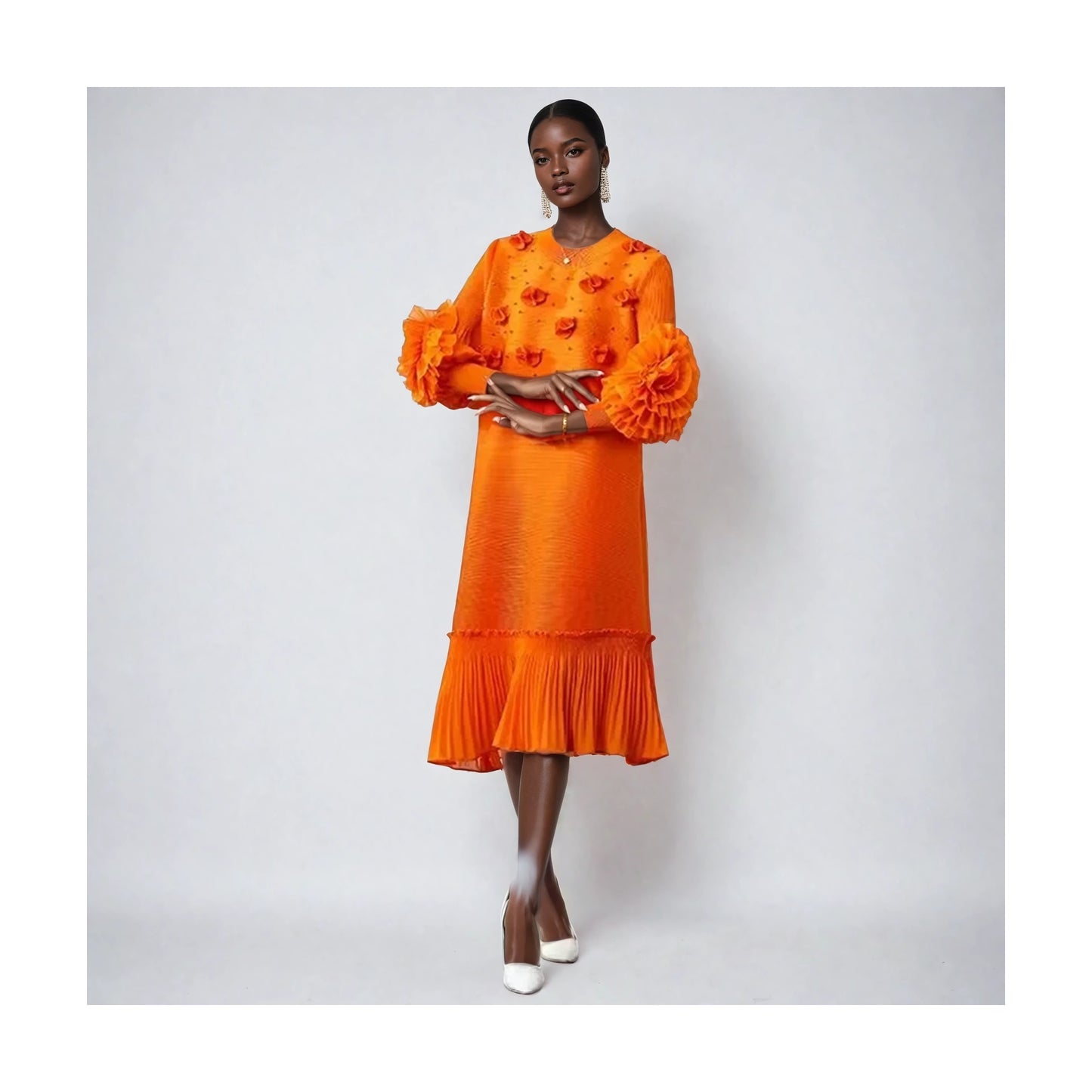 DRESS WITH FLOWER EMBELLISHMENT