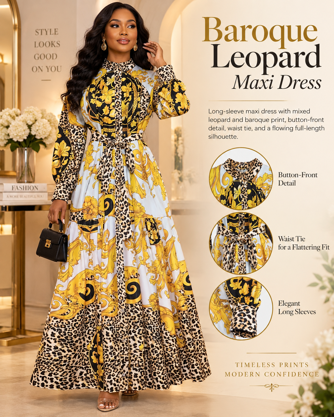 Baroque Leopard Maxi Dress