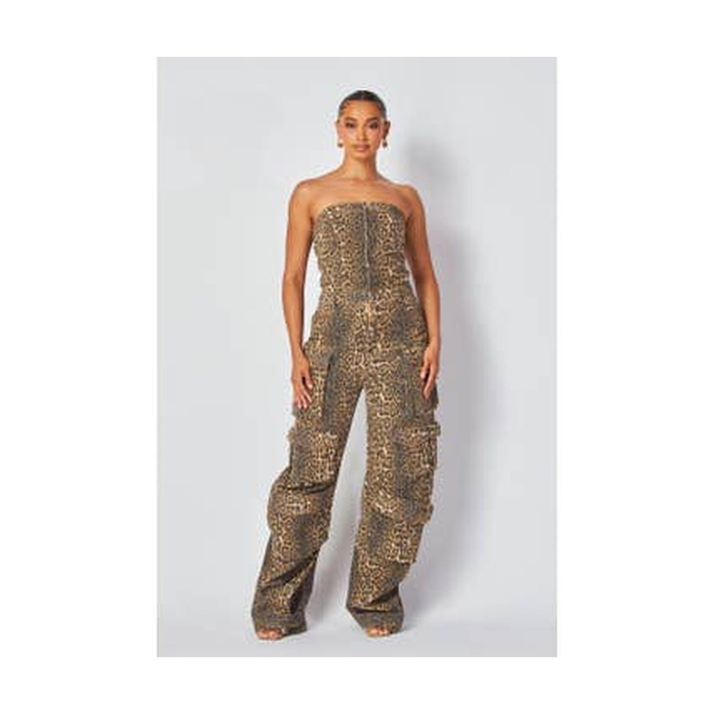 LEOPARD TUBE CARGO JUMPSUIT