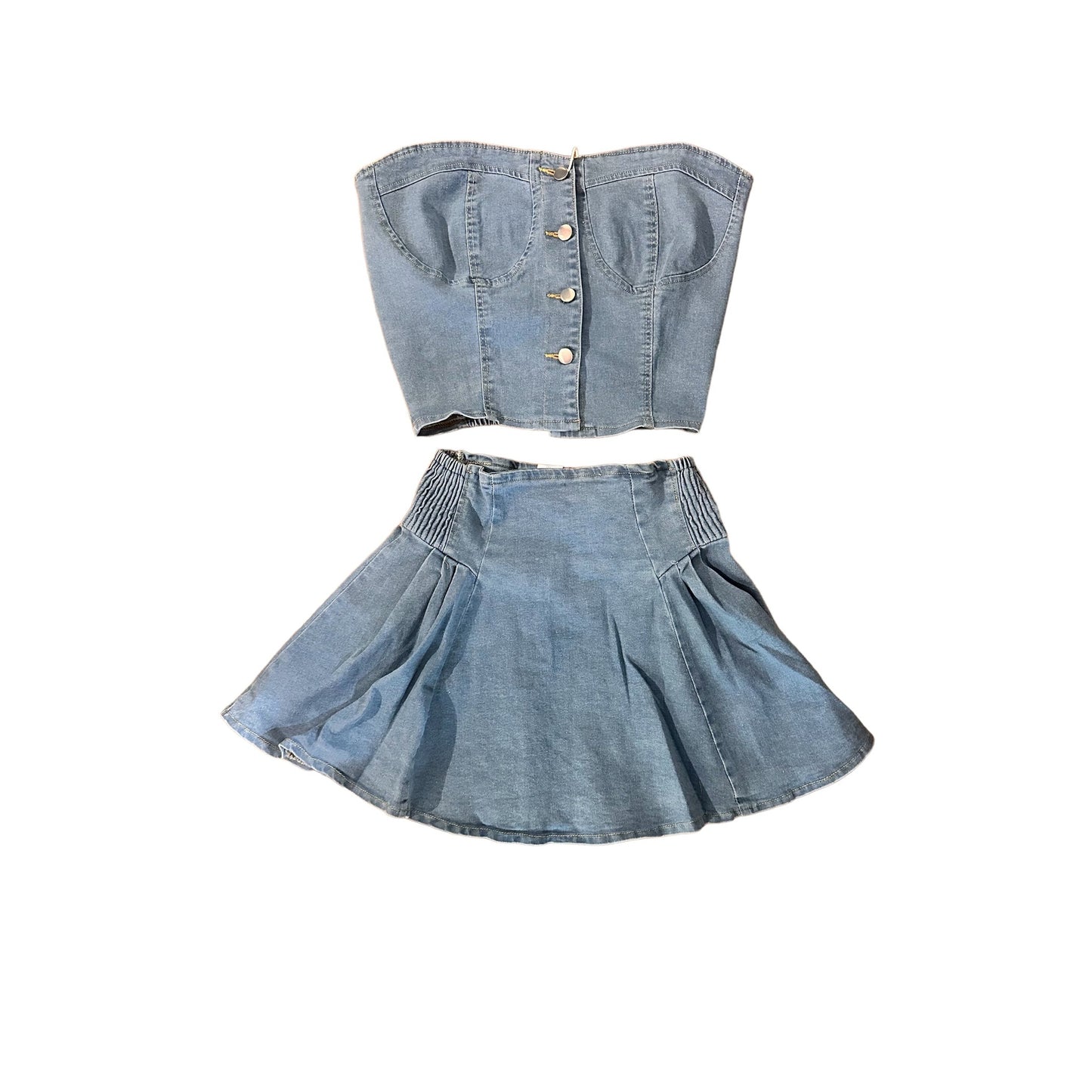 LIGHT DENIM SKIRT AND CORSET
