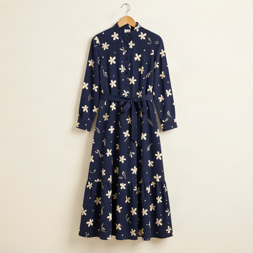 Navy Floral Monogram Maxi Dress
