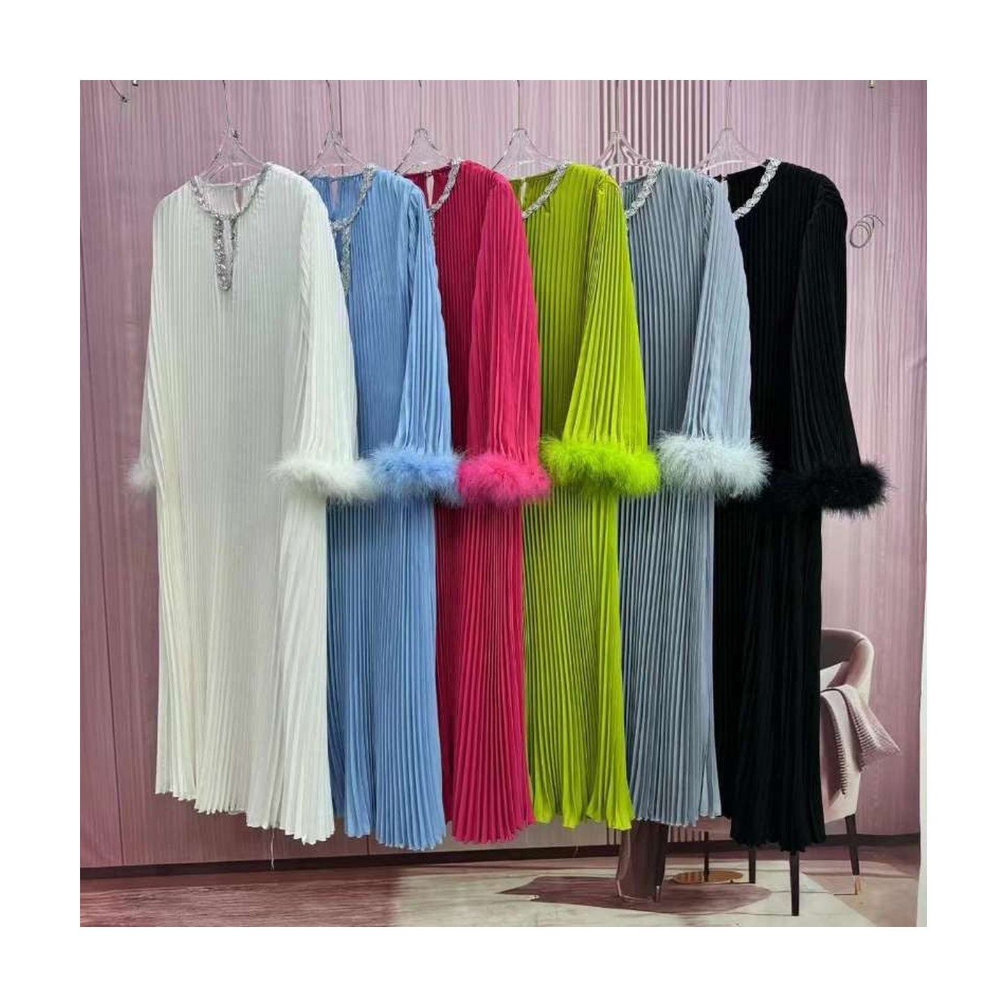 RHINESTONE EMBELISHED DRESS WITH FEATHER SHORT