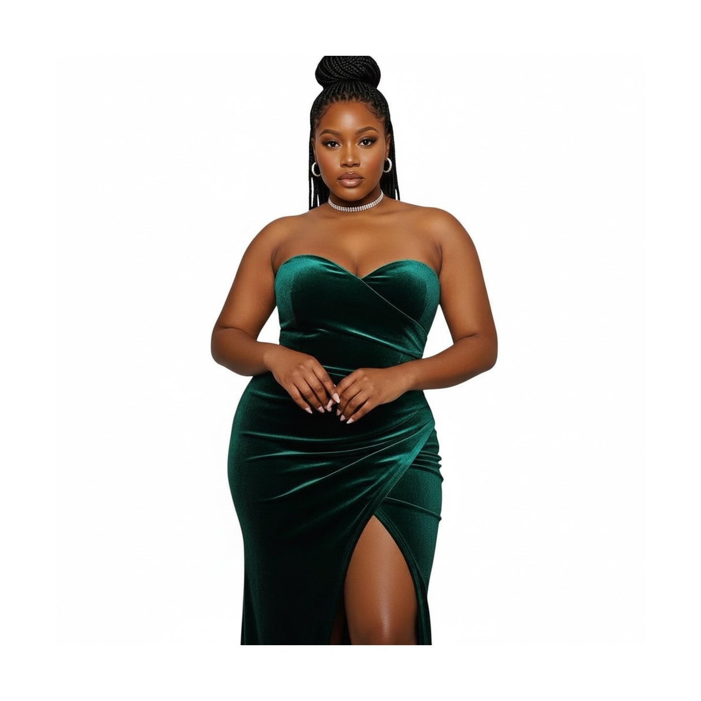 VELVET SWEETHEART GREEN PARTY DRESS