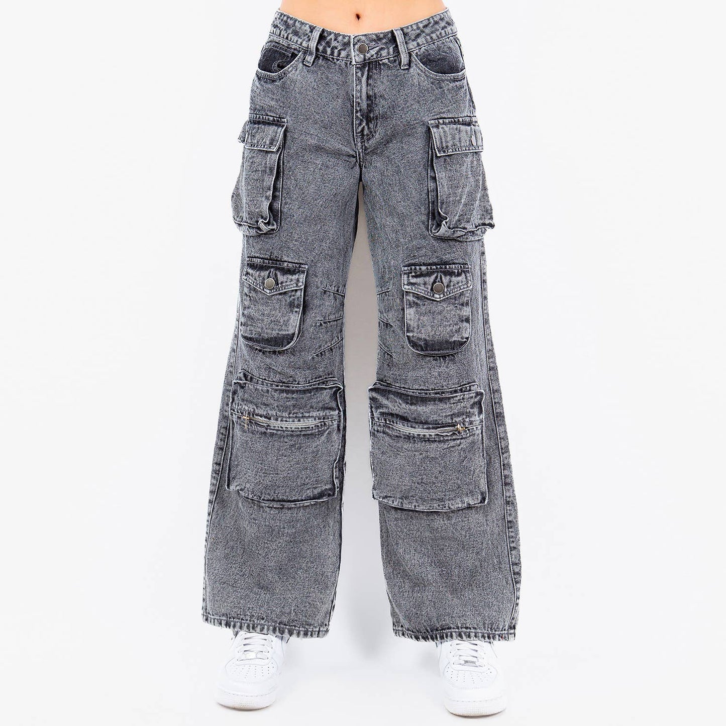 ACID WASHED MULTI POCKET JEANS