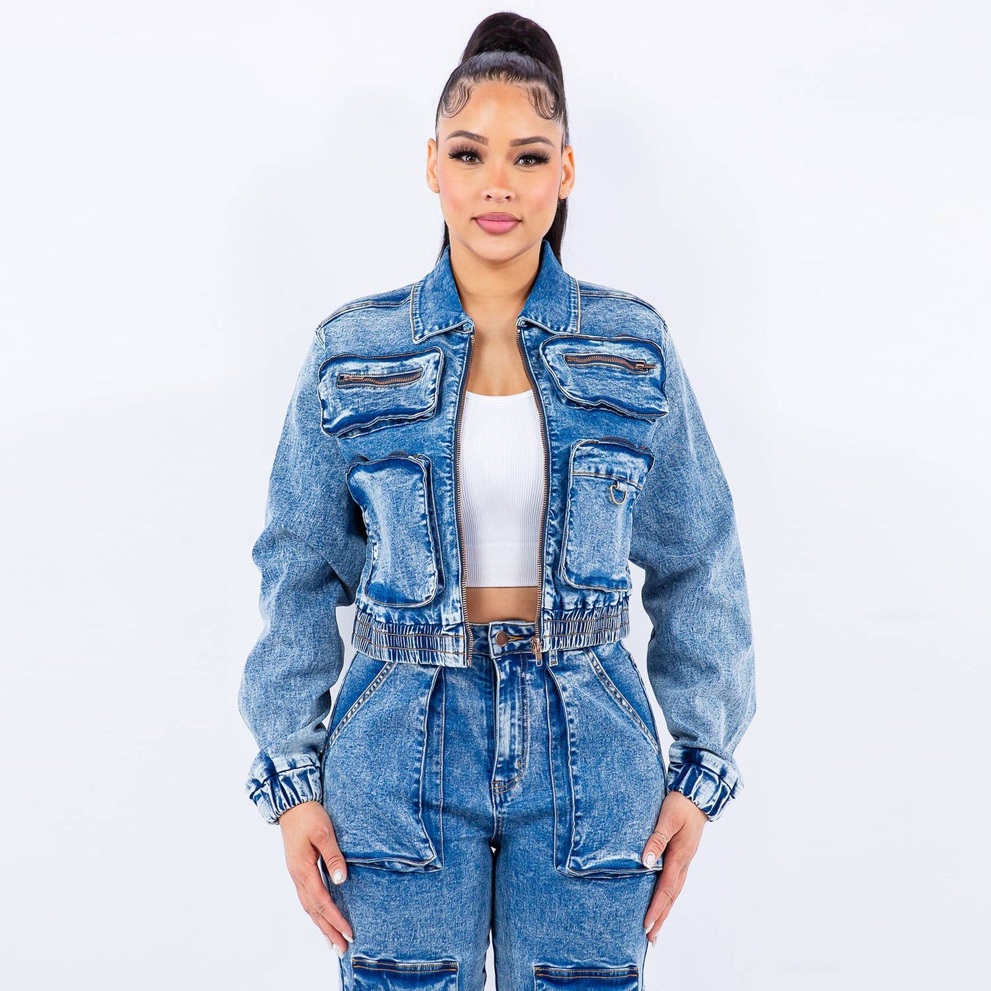 ACID WASH MULTI POCKET JACKETS