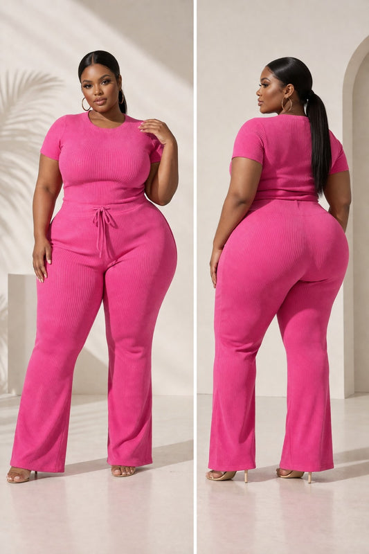 RIBBED WIDE LEG FLOW SET