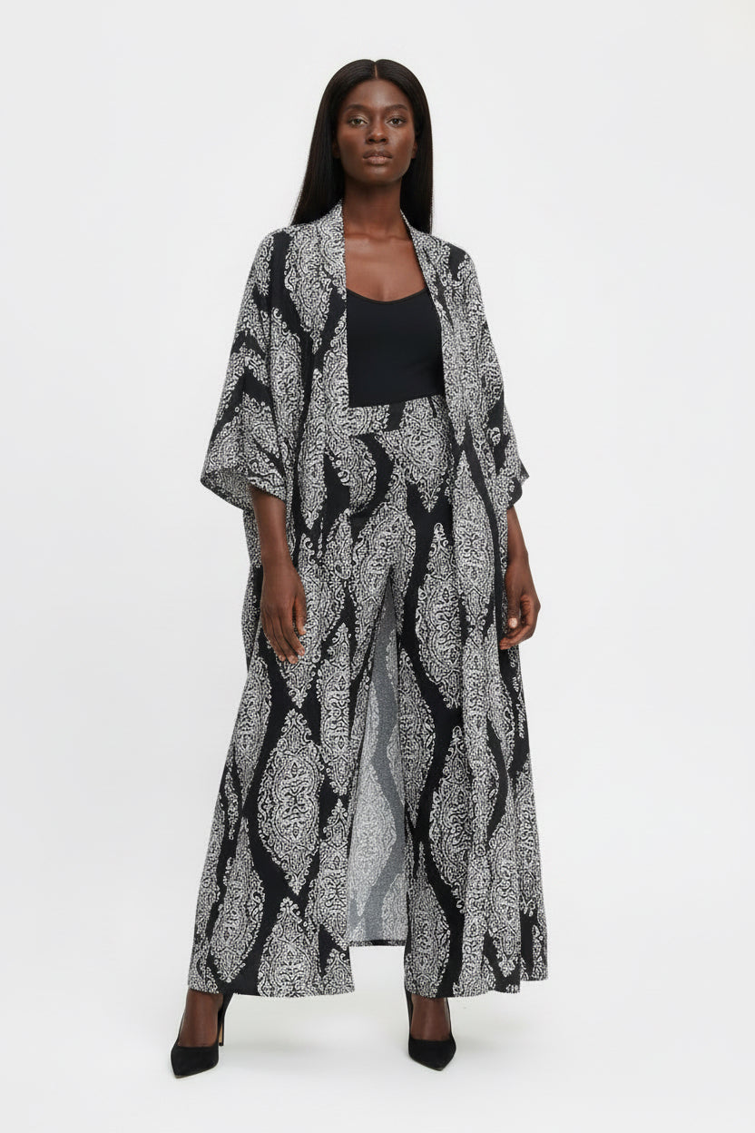 BLACK  WHITE FLOWY 3 PC SET