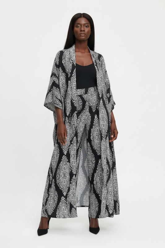 BLACK  WHITE FLOWY 3 PC SET