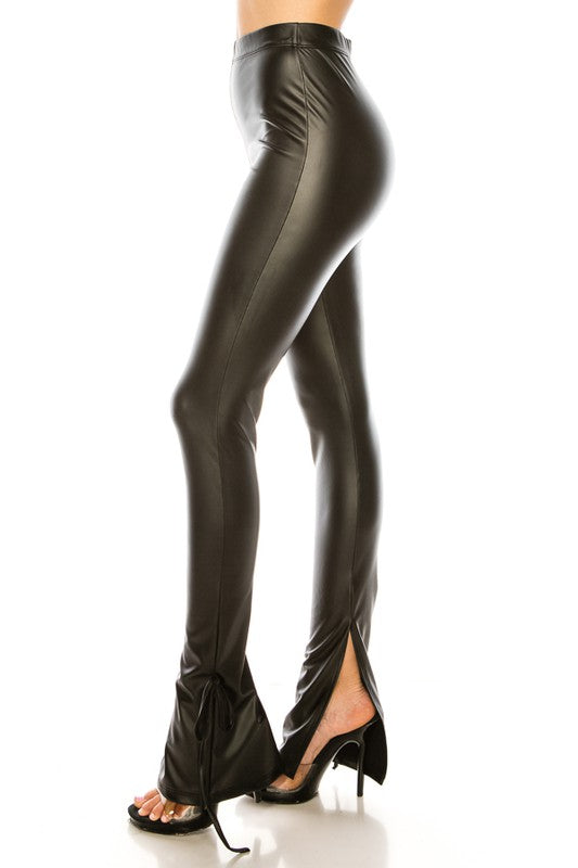 LEATHER LOOK PANT TIE ANKLE