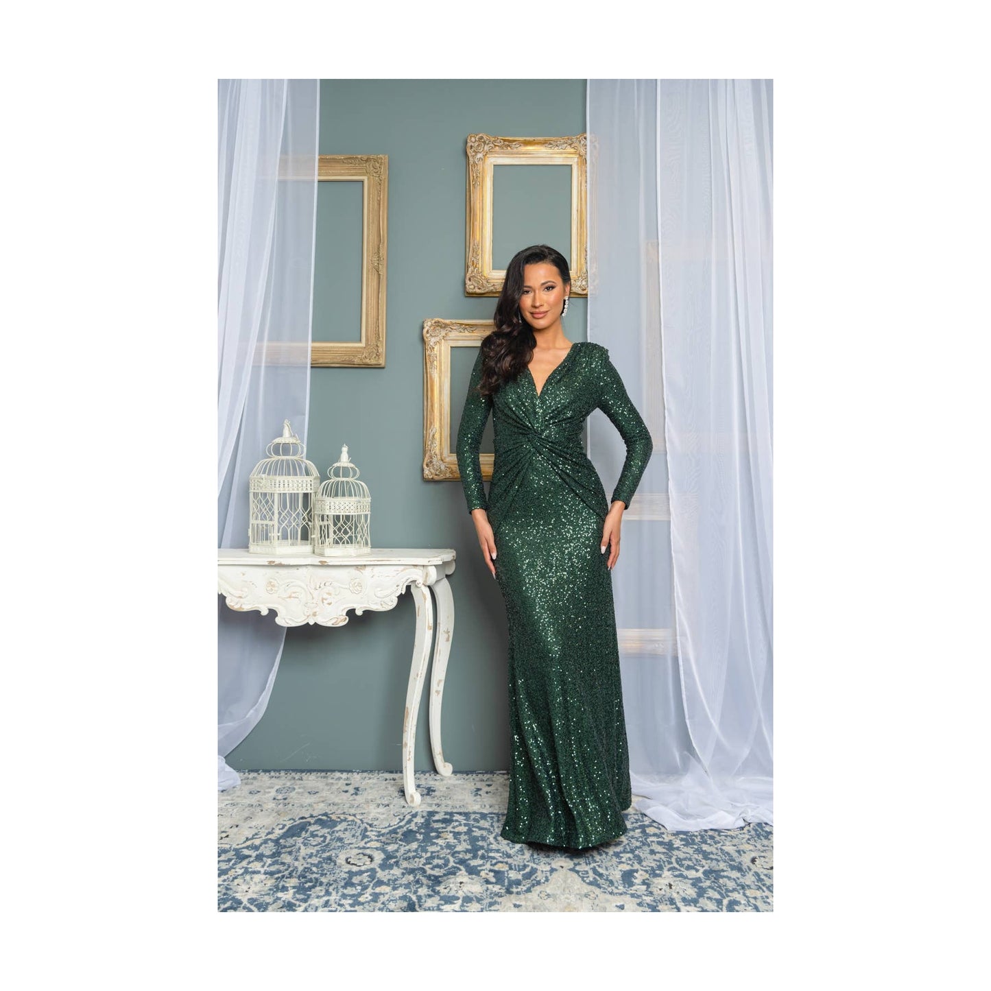 SEQUIN LONG SLEEVE  MAXI DRESS
