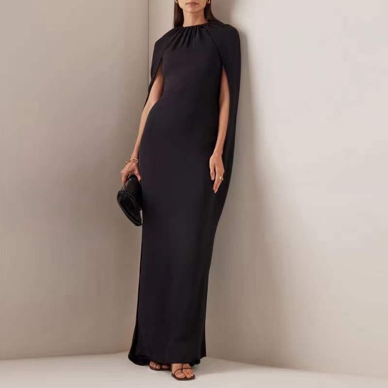 LONG CAPE STYLE EVENING DRESS
