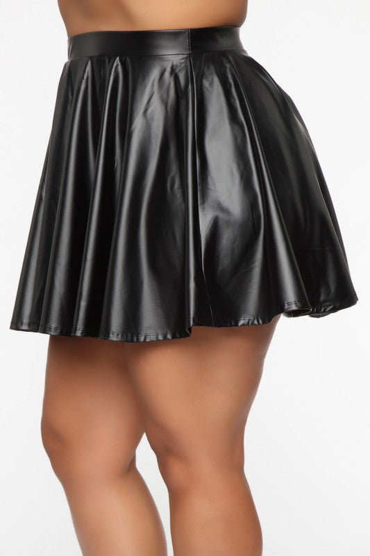 FAUX LEATHER SKATER SKIRT