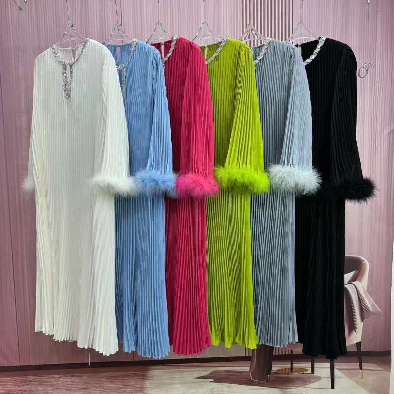 RHINESTONE EMBELISHED DRESS WITH FEATHER SHORT