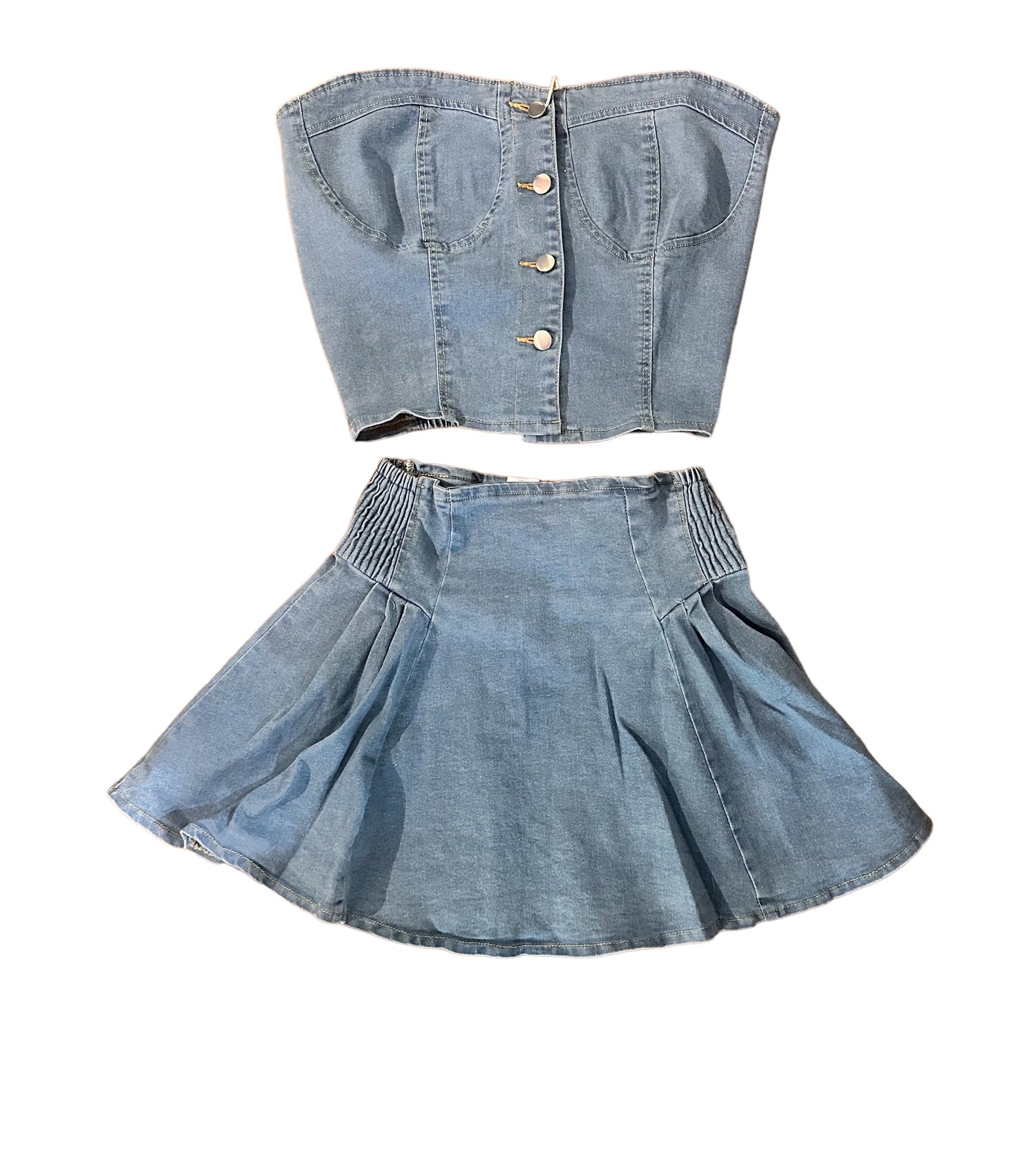 LIGHT DENIM SKIRT AND CORSET