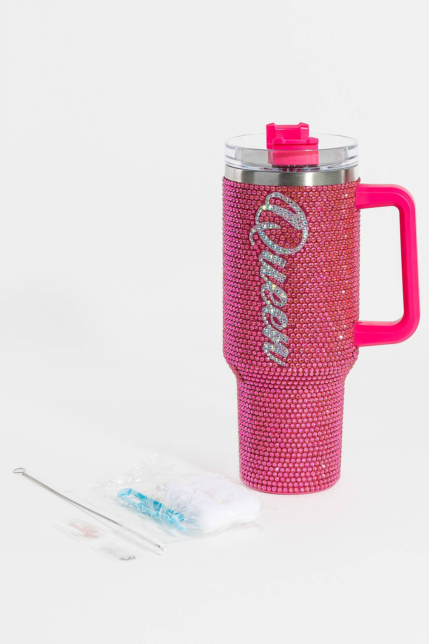 Pave Rhinestone Studded Queen Tumbler Cup: PINK