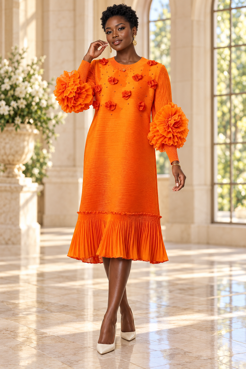 Flower Embellished Dress