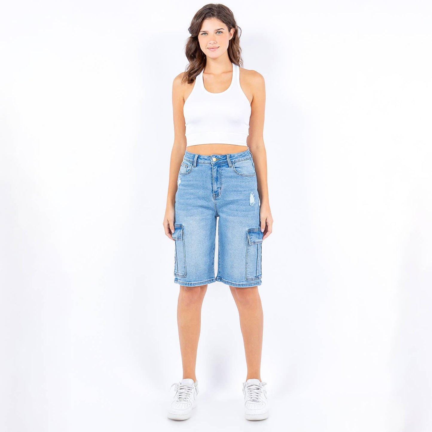 CARGO POCKET DENIM BERMUDA SHORtS