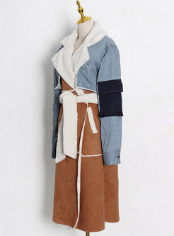 PATCHWORK DENIM & SHEARLING COAT