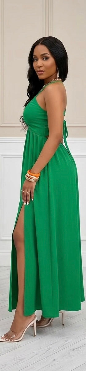 HALTER CUTOUT MAXI DRESS