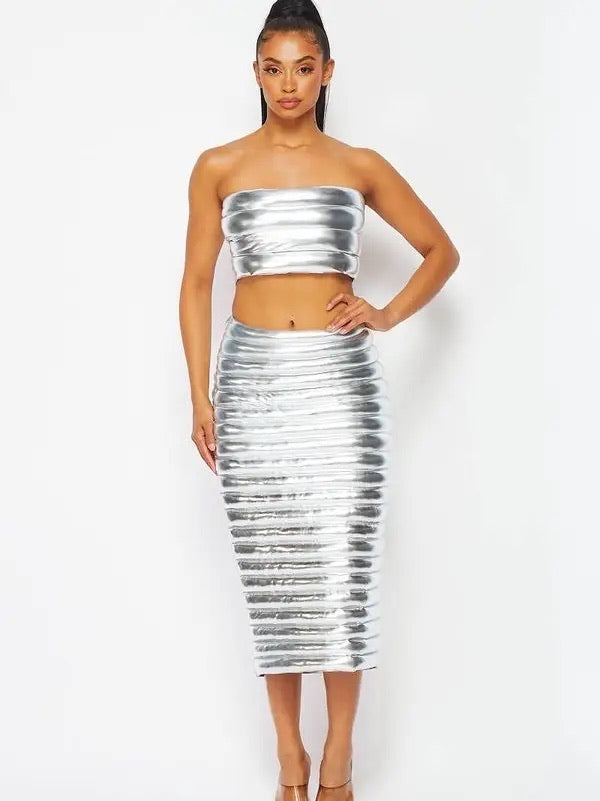 METALLIC PUFFER SKIRT