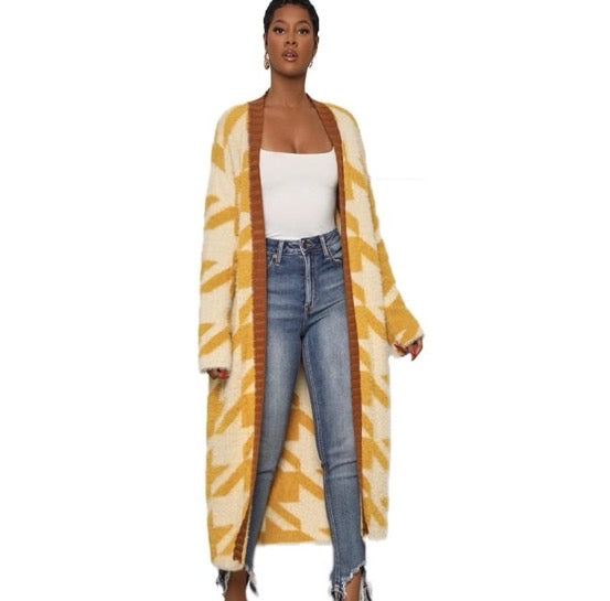 MULTI COLOR ORANGE YELLOW AND WHITE CARDIGAN