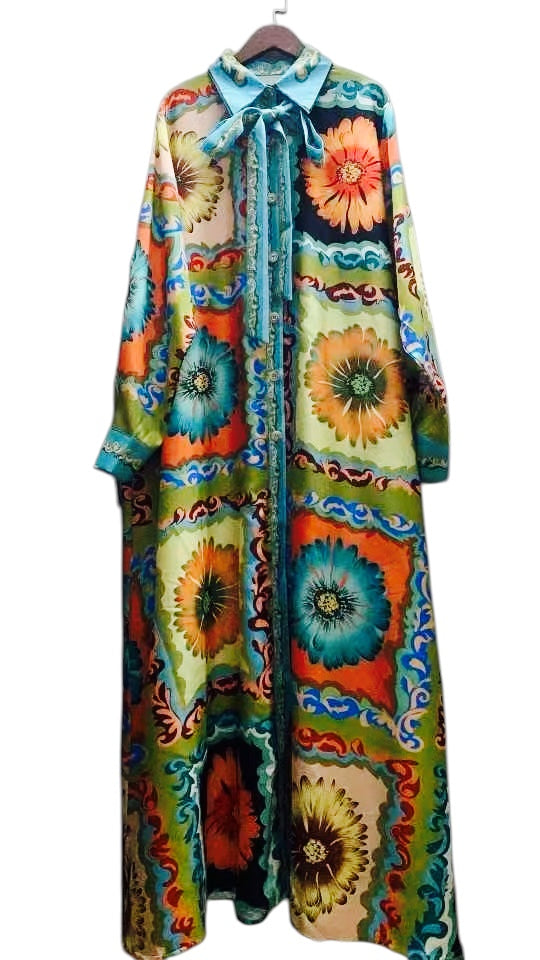 CELEBRITY GLAM MAXI DRESS TEAL ORANGE