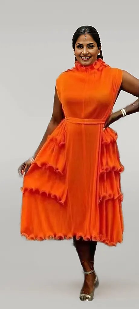 SLEEVELESS PLEATED DRESS