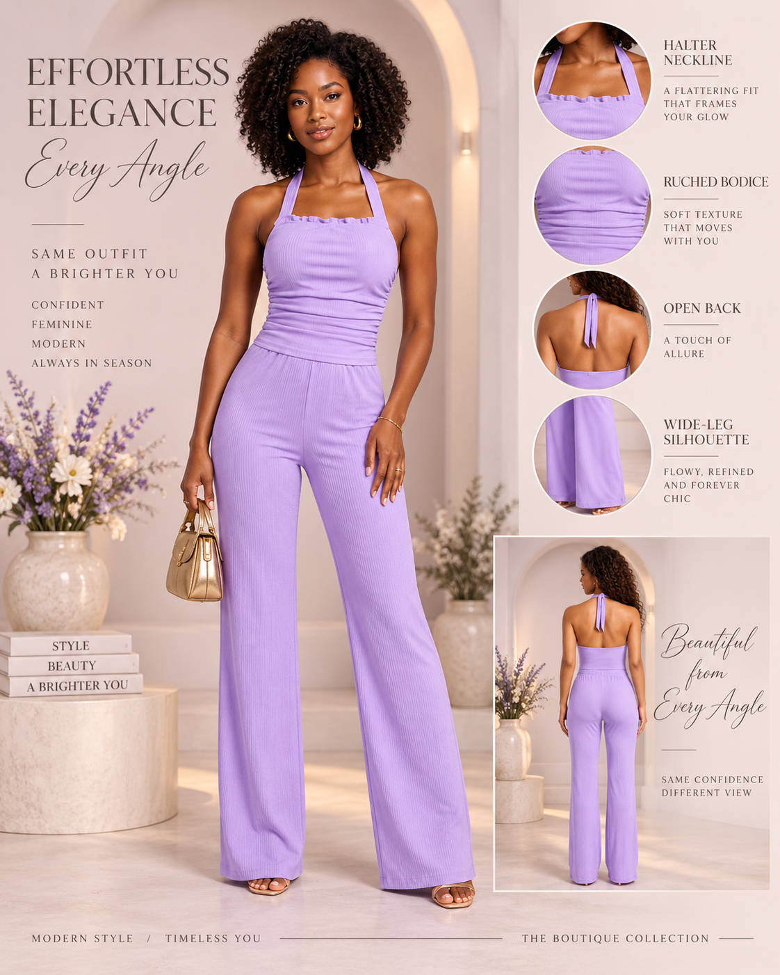 WIDE LEG HALTER SET