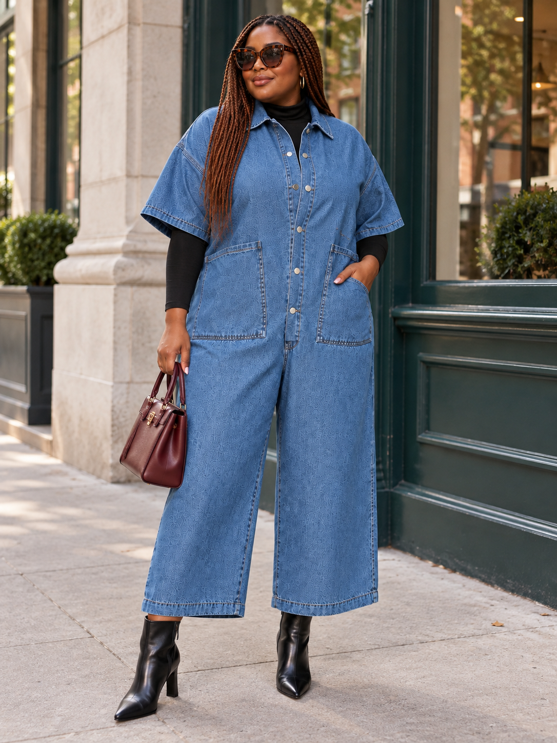 Oversized Denim Utility Jumpsuit