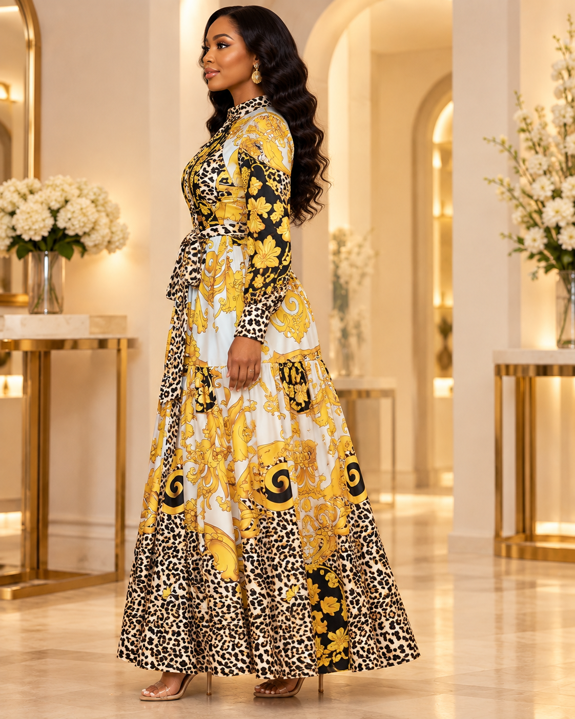 Baroque Leopard Maxi Dress