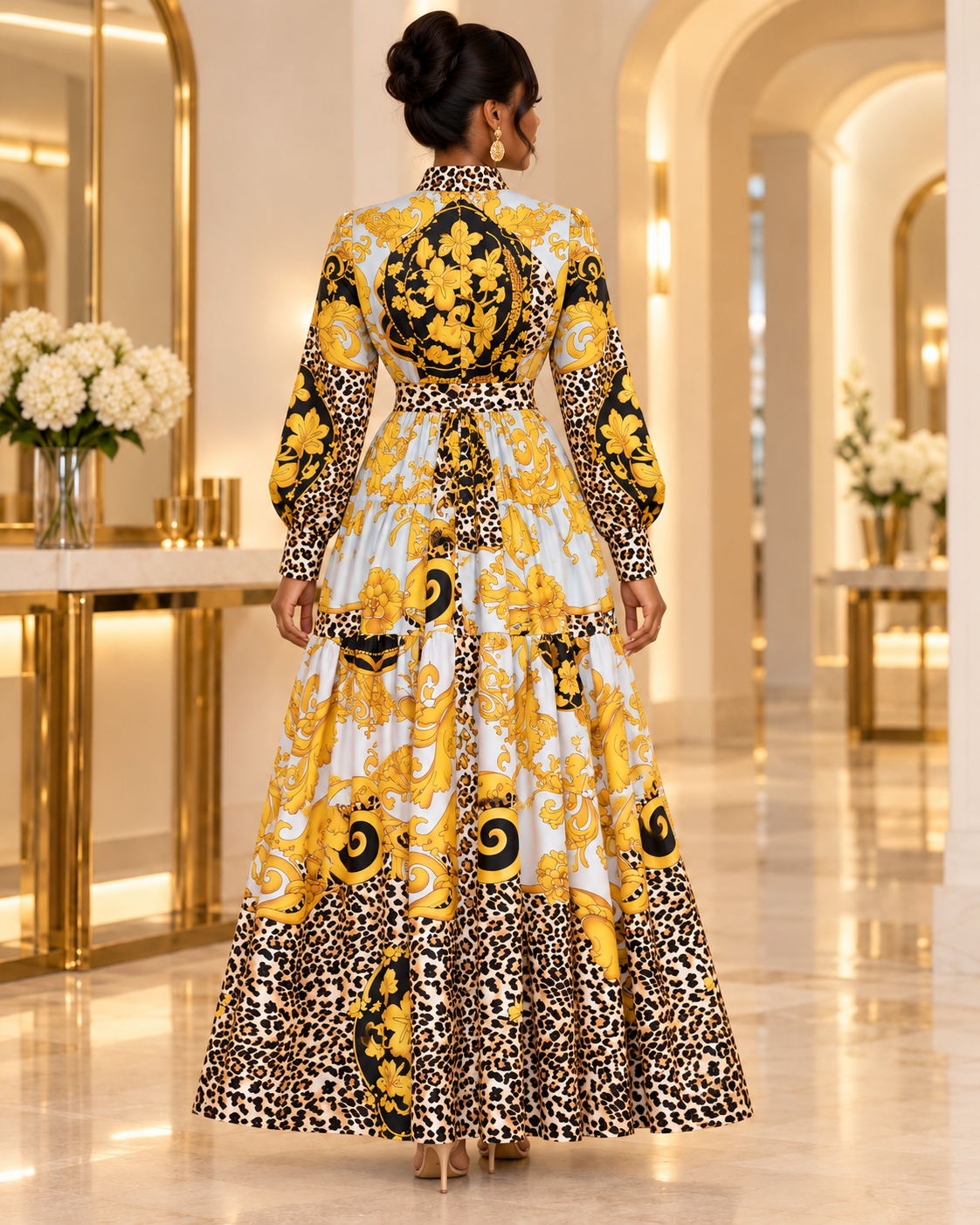 Baroque Leopard Maxi Dress