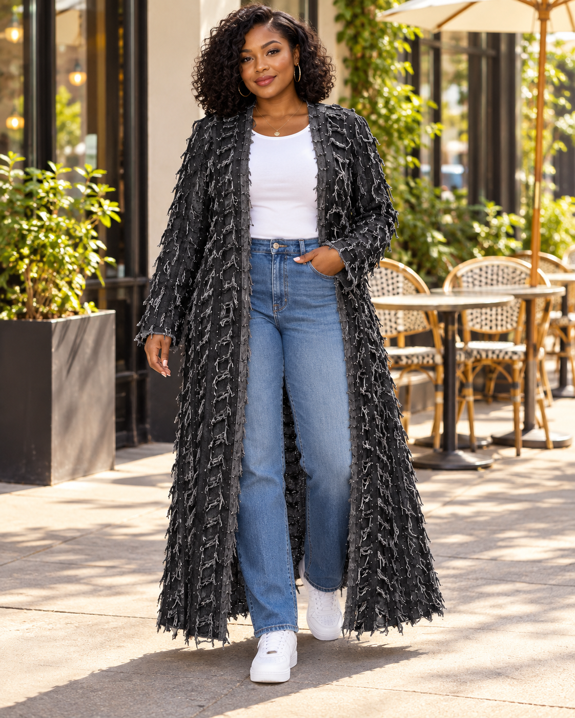 Distressed Denim Duster