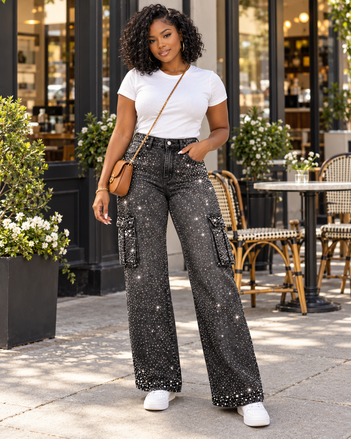 Black Denim Rhinestone/Pearl Jeans