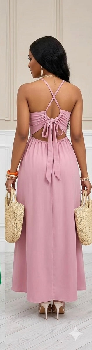 HALTER CUTOUT MAXI DRESS