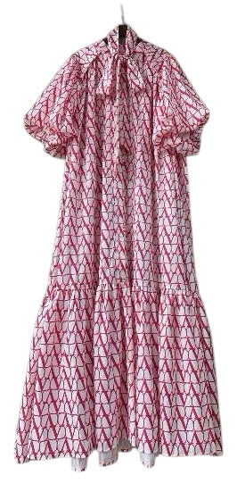 PUFF SLEEVE DRESS BUTTON FRONT