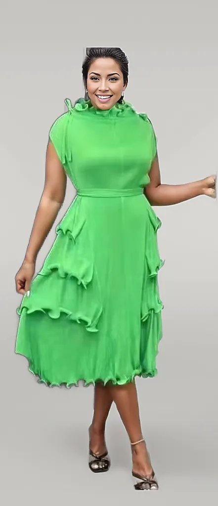 SLEEVELESS PLEATED DRESS