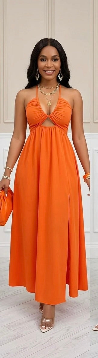 HALTER CUTOUT MAXI DRESS