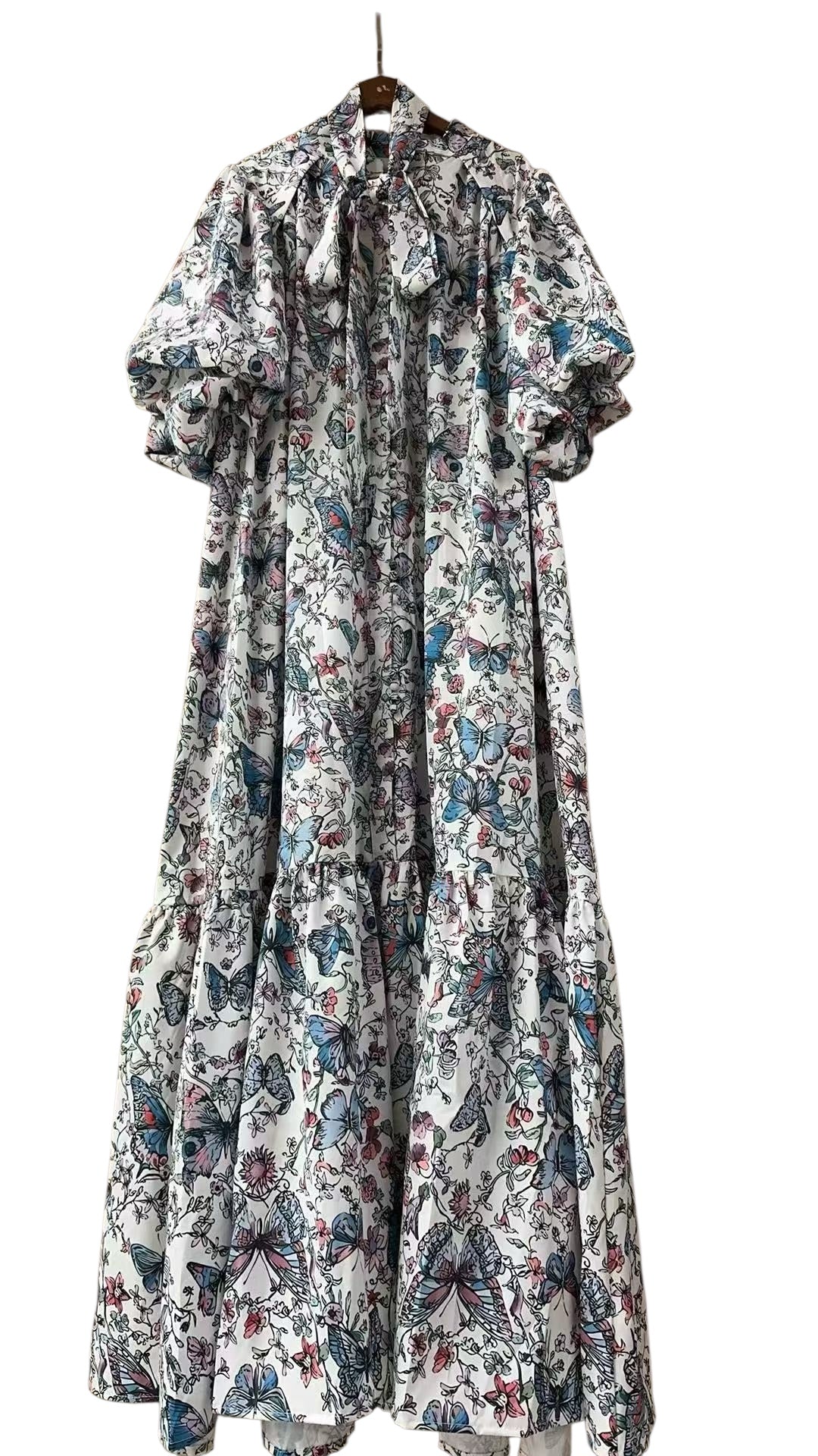 PUFF SLEEVE DRESS BUTTON FRONT