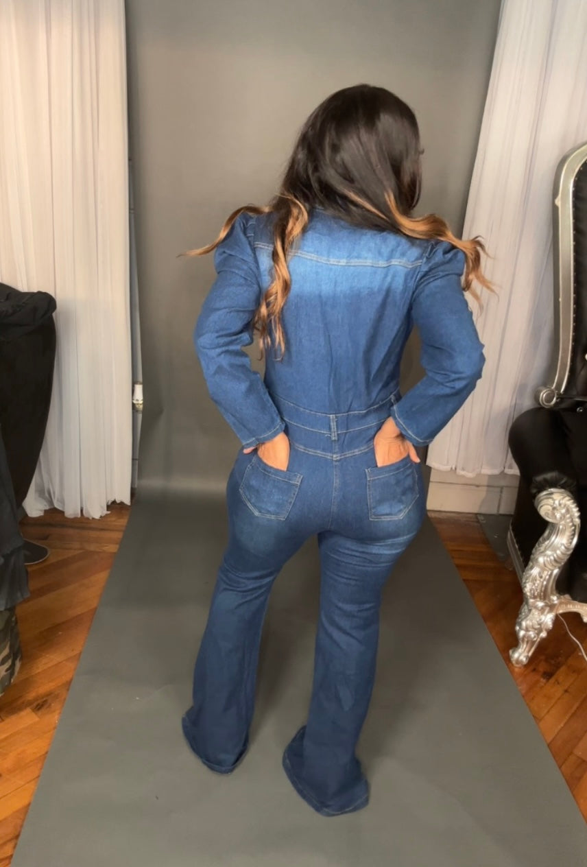 LONG SLEEVE DENIM JUMPSUIT