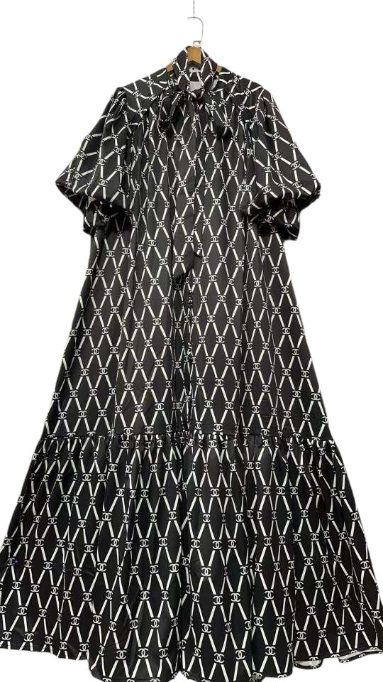 PUFF SLEEVE DRESS BUTTON FRONT